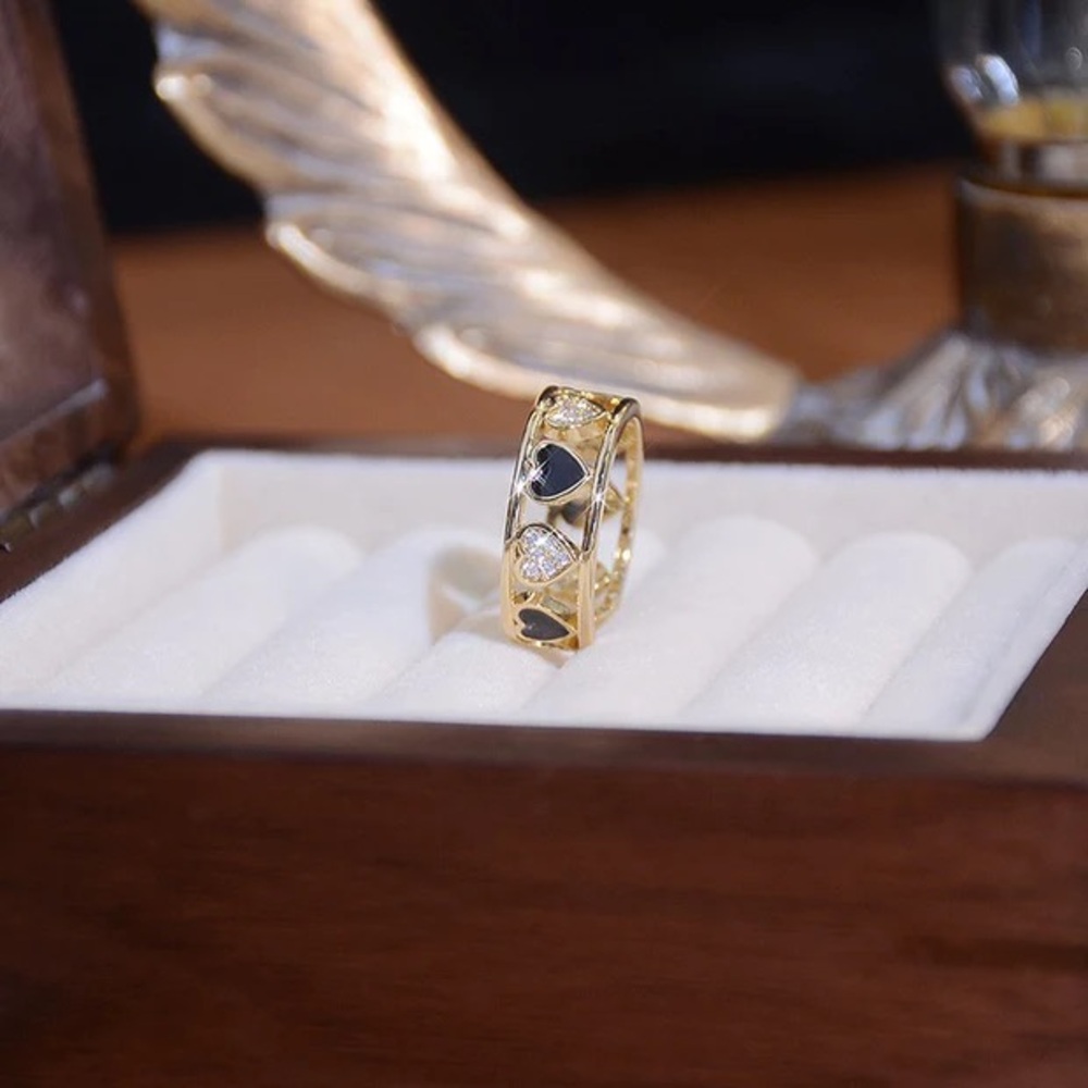 OPEN-ENDED ZIRCONIA INLAID HEART RING